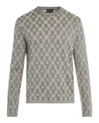 Emporio Armani Men's Geometric Wool Basketweave Sweater | Thumbnail 1