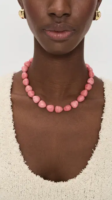 Lele Sadoughi Baroque Collar Necklace Coral One Size | Thumbnail 3