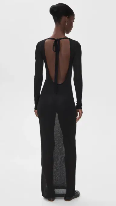 LIONESS Pacific Maxi Dress Onyx | Thumbnail 3