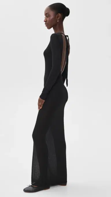 LIONESS Pacific Maxi Dress Onyx | Thumbnail 4