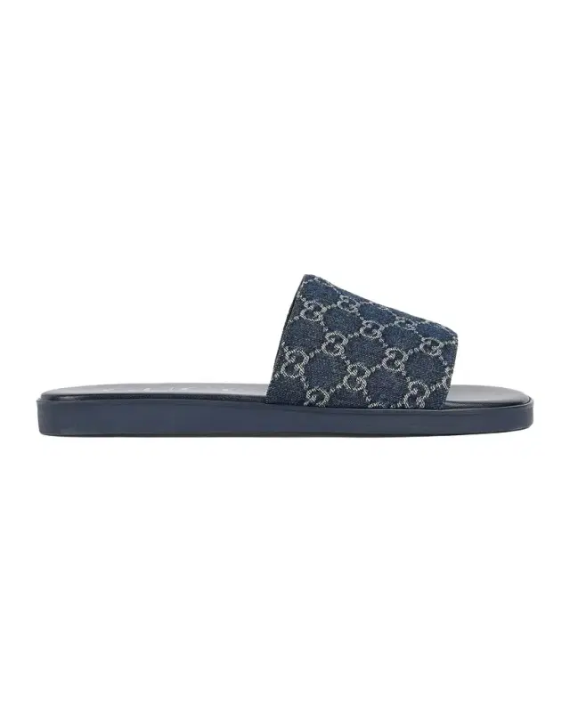 Gucci Men's Charlie GG Monogram Denim Slides