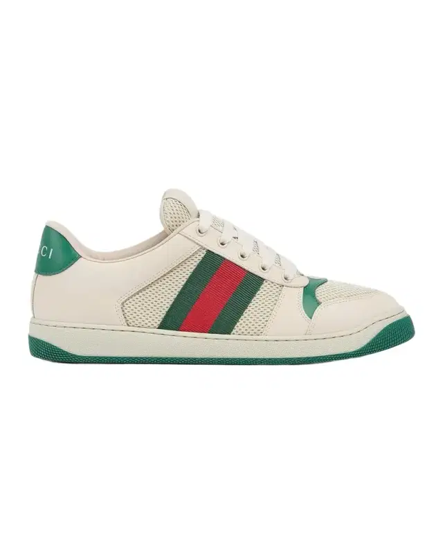Gucci Men's Screener Leather & Mesh Low-Top Sneakers