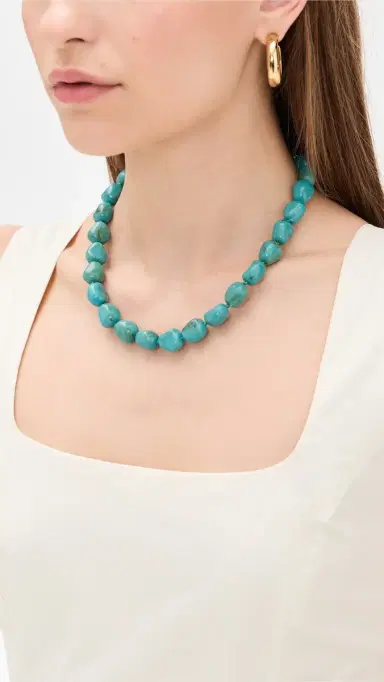 Lele Sadoughi Baroque Turquoise Collar Necklace Turquoise One Size | Thumbnail 3