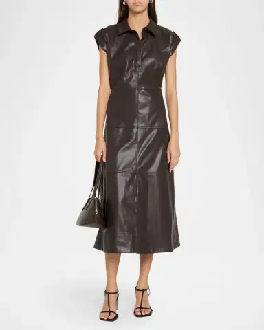 TANYA TAYLOR Shivi Faux-Leather Midi Dress | Thumbnail 2