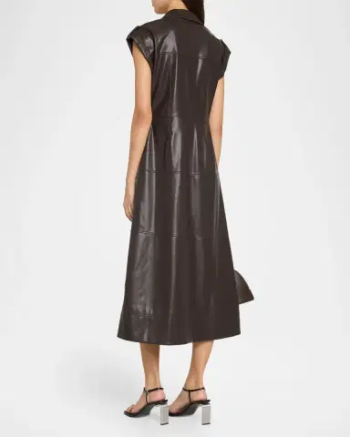 TANYA TAYLOR Shivi Faux-Leather Midi Dress | Thumbnail 3