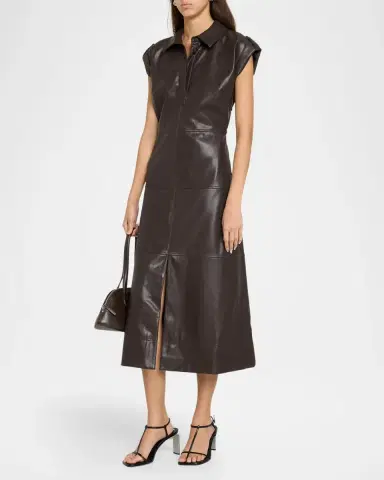 TANYA TAYLOR Shivi Faux-Leather Midi Dress | Thumbnail 4