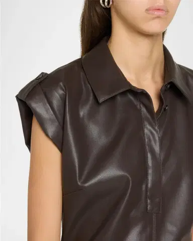 TANYA TAYLOR Shivi Faux-Leather Midi Dress | Thumbnail 5