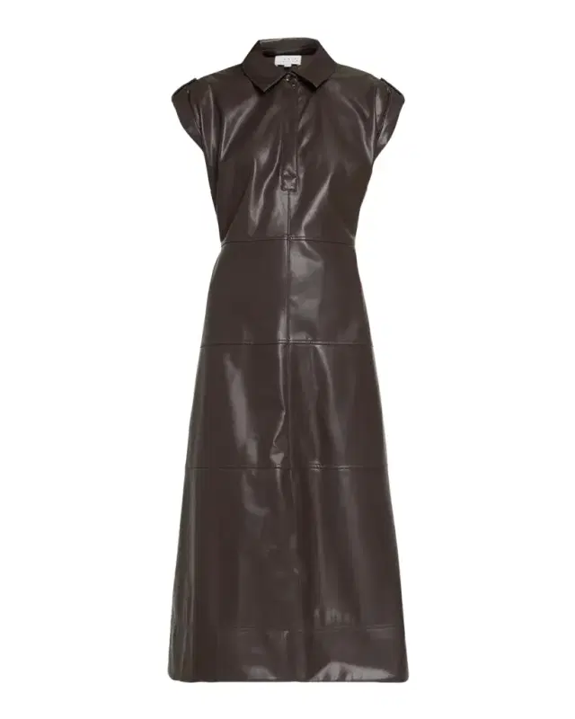 TANYA TAYLOR Shivi Faux-Leather Midi Dress