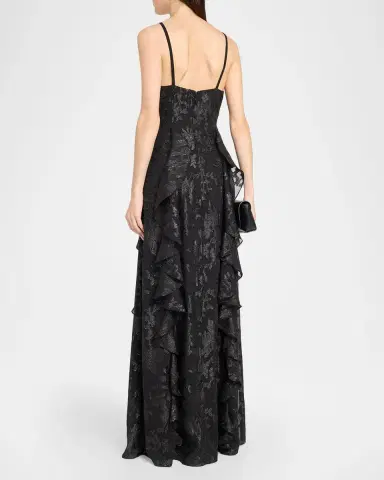 Ramy Brook Penelope Flocked Ruffled Gown | Thumbnail 3
