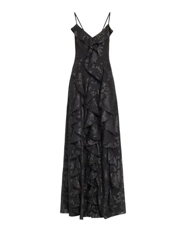 Ramy Brook Penelope Flocked Ruffled Gown
