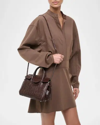 STAUD Maude Mini Croc-Embossed Carryall Crossbody Bag | Thumbnail 4