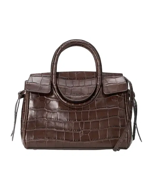 STAUD Maude Mini Croc-Embossed Carryall Crossbody Bag
