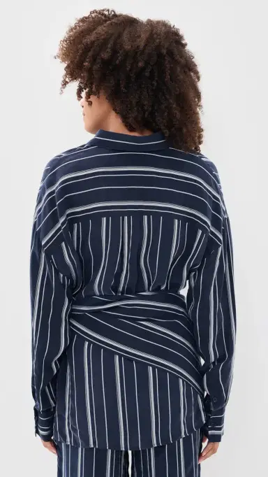 Favorite Daughter The Positano Button Down Shirt Midnight Grey Stripe | Thumbnail 3 Favorite Daughter The Positano Button Down Shirt Midnight Grey Stripe | Thumbnail 3