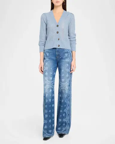 Veronica Beard Taylor High-Rise Wide-Leg Jeans | Thumbnail 2