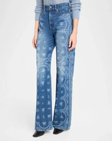 Veronica Beard Taylor High-Rise Wide-Leg Jeans | Thumbnail 4