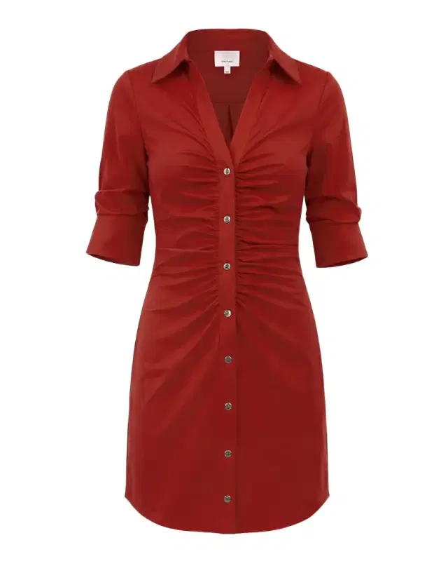 Cinq à Sept Elina Ruched Button-Front Mini Dress