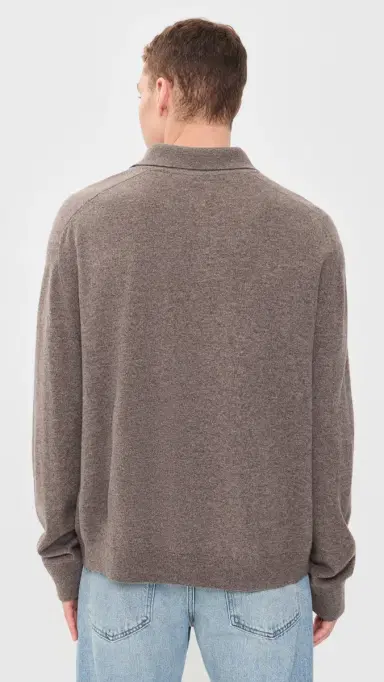 Acne Studios Kluxey Light Polo Wool Sweater Brown Melange | Thumbnail 3 Acne Studios Kluxey Light Polo Wool Sweater Brown Melange | Thumbnail 3