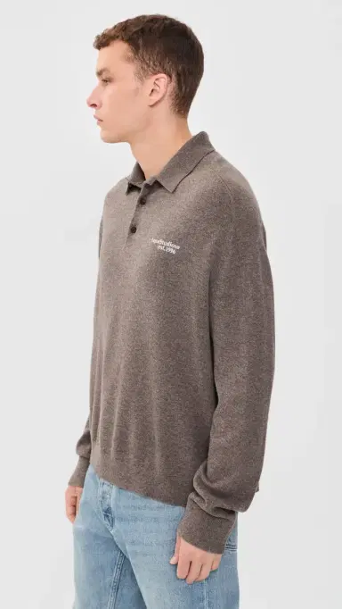 Acne Studios Kluxey Light Polo Wool Sweater Brown Melange | Thumbnail 4 Acne Studios Kluxey Light Polo Wool Sweater Brown Melange | Thumbnail 4