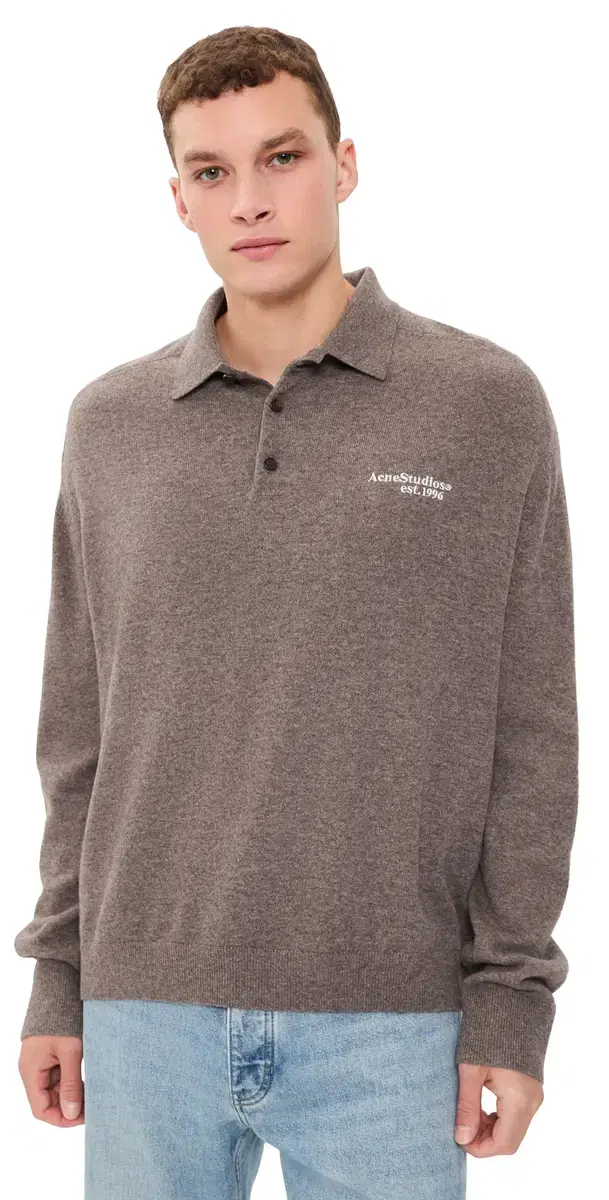 Acne Studios Kluxey Light Polo Wool Sweater Brown Melange