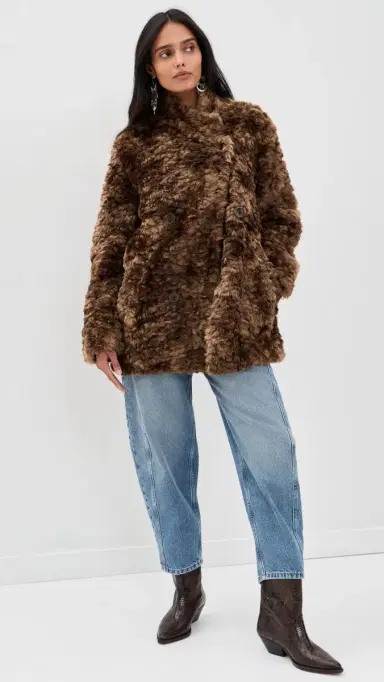 Isabel Marant Étoile Faux Fur Jya Coat Brown | Thumbnail 5