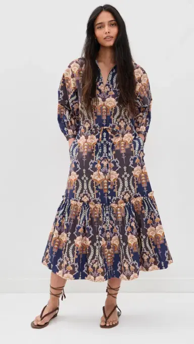 Cara Cara Hutton Dress Flora Facade Blue | Thumbnail 3