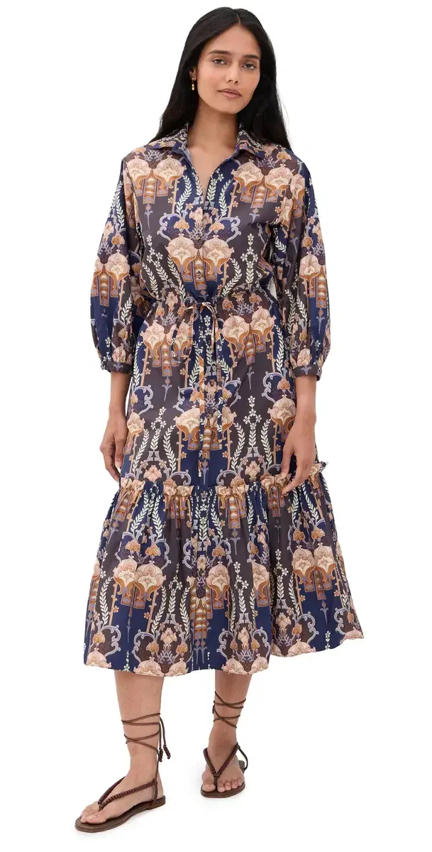 Cara Cara Hutton Dress Flora Facade Blue