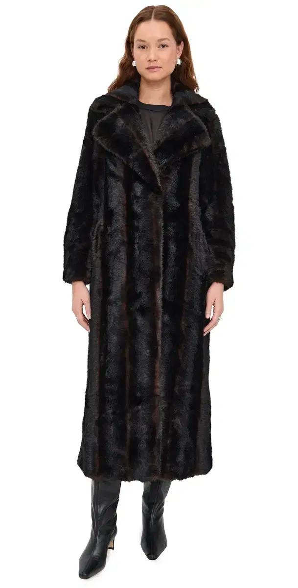 Apparis Gabrielle Shaved Mink Maxi Coat Noir Multi