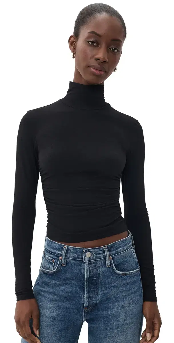 James Perse Melange Jersey Turtleneck Black