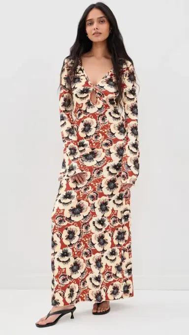 Eywasouls Malibu Diana Bell Maxi Dress Amber Poppy | Thumbnail 2