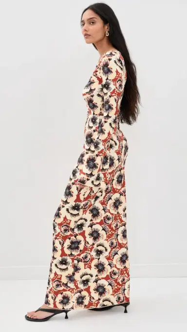 Eywasouls Malibu Diana Bell Maxi Dress Amber Poppy | Thumbnail 4