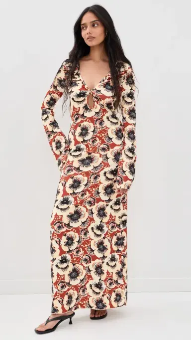 Eywasouls Malibu Diana Bell Maxi Dress Amber Poppy | Thumbnail 5