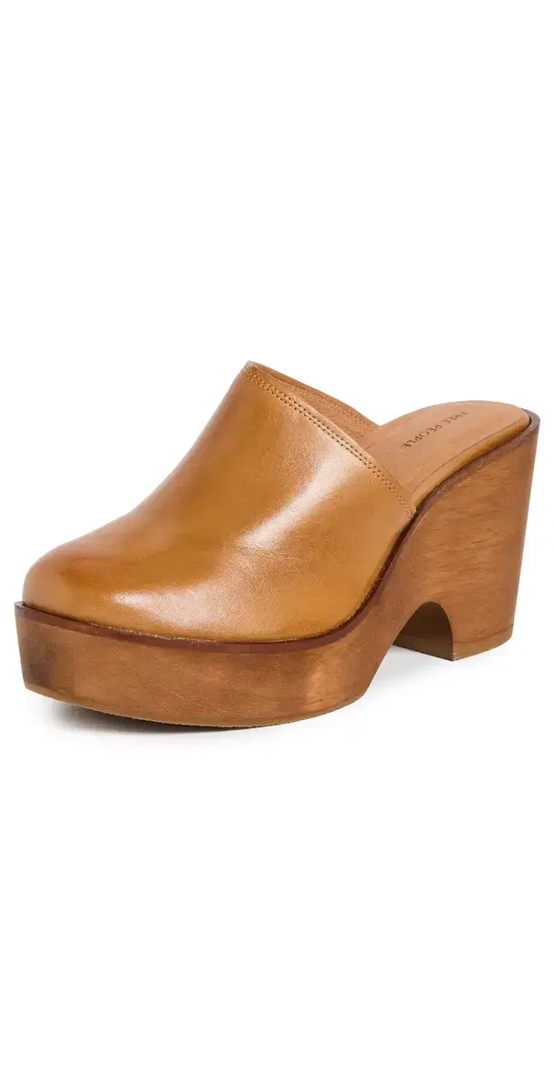 Free People Hudson Wedge Clogs Luggage Leather