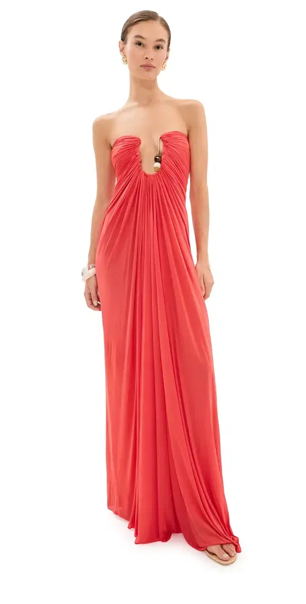 Christopher Esber Helix Crystal Strapless Gown Paprika