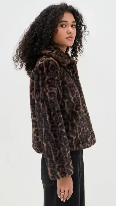 Apparis Elis Faux Fur eopard Print Coat Dark eopard | Thumbnail 4 Apparis Elis Faux Fur eopard Print Coat Dark eopard | Thumbnail 4