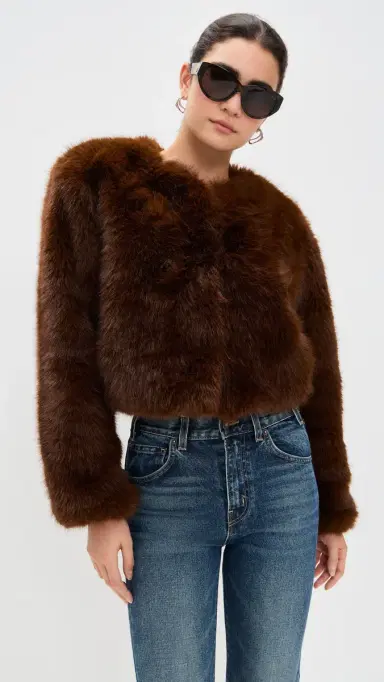 BLANKNYC Gala Affair Faux Fur Jacket Brown | Thumbnail 2