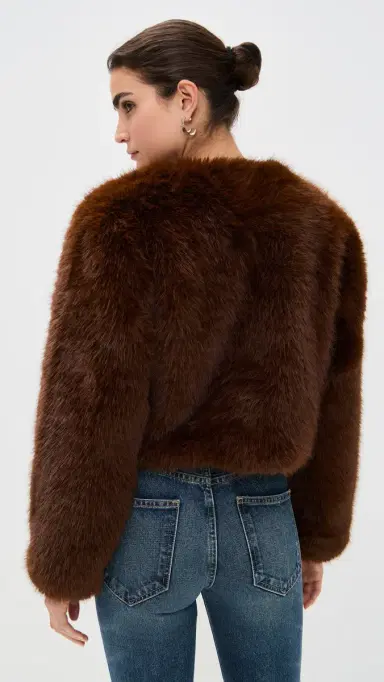 BLANKNYC Gala Affair Faux Fur Jacket Brown | Thumbnail 3