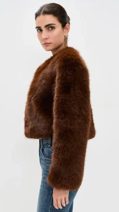 BLANKNYC Gala Affair Faux Fur Jacket Brown | Thumbnail 4