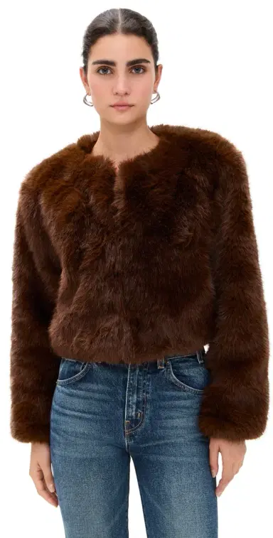 BLANKNYC Gala Affair Faux Fur Jacket Brown | Thumbnail 1