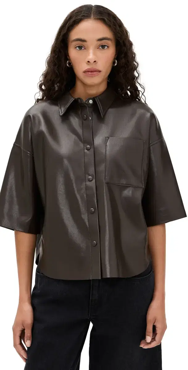 Citizens of Humanity Frances Cropped Caped Button Up Chocolate