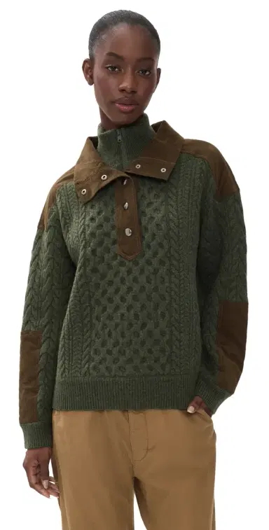 Sea Allen Cable Half Zip Double Layer Sweater | Thumbnail 1 Sea Allen Cable Half Zip Double Layer Sweater | Thumbnail 1