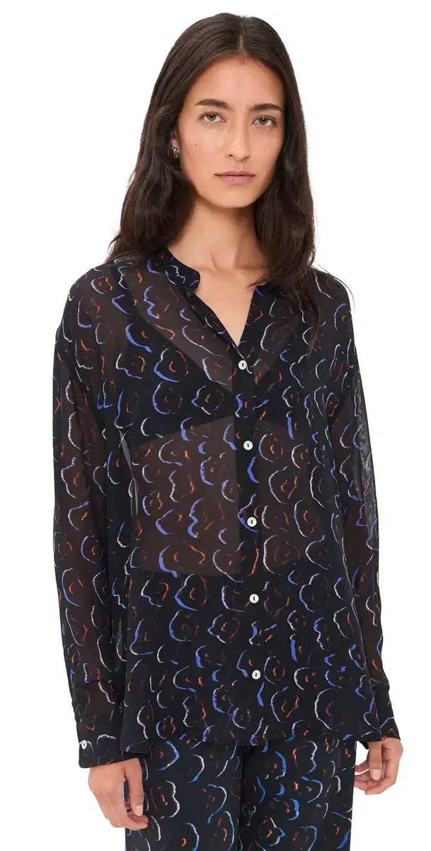 EYWASOULS MALIBU Phoenix Button Down Shirt Midnight afari
