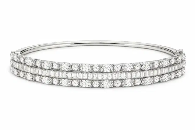 Wish Fine Jewelry 1.744ct Diamond 18K Gold Bangle Bracelet