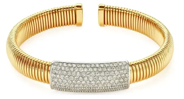 Wish Fine Jewelry 2.26ct Diamond 18K Gold Statement Bangle Bracelet