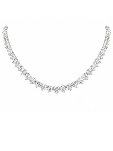 Wish Fine Jewelry 20.62ct Diamond 14K Gold Crescent Tennis Necklace | Thumbnail 1