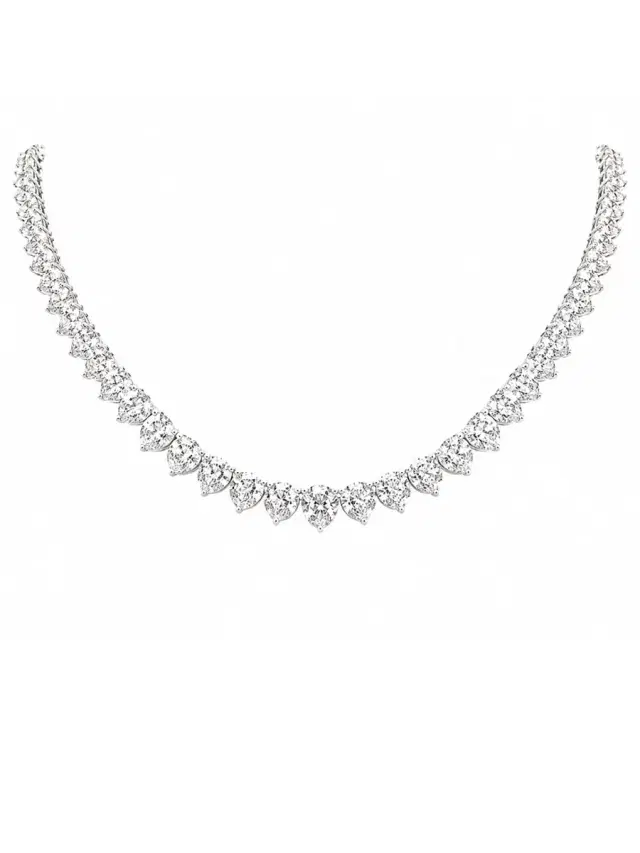 Wish Fine Jewelry 20.62ct Diamond 14K Gold Crescent Tennis Necklace