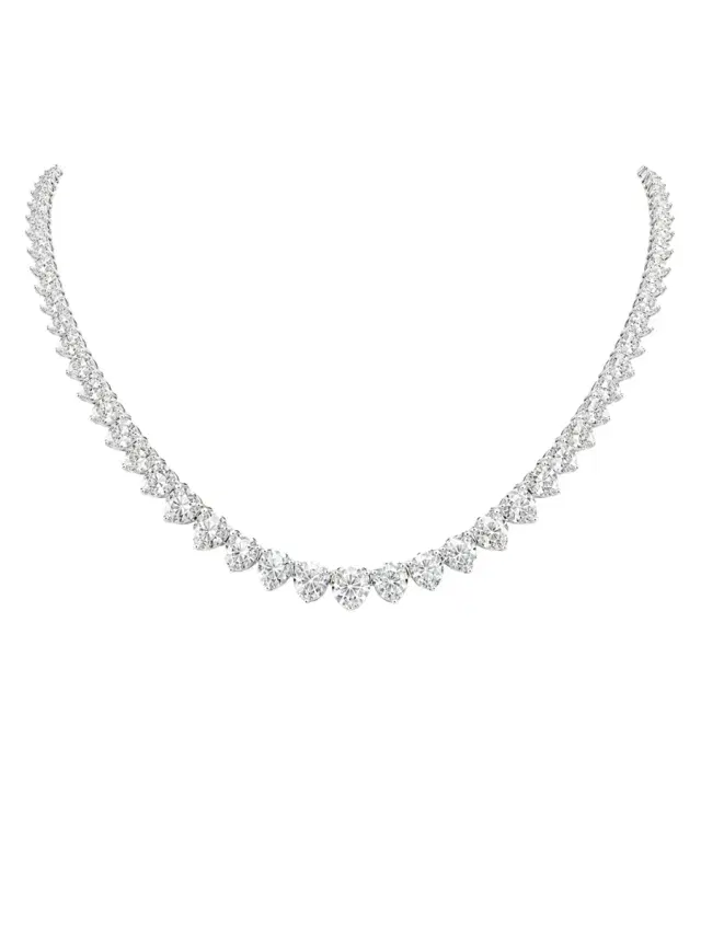 Wish Fine Jewelry 8.77ct Diamond 18K Gold Graduated Tennis Necklace