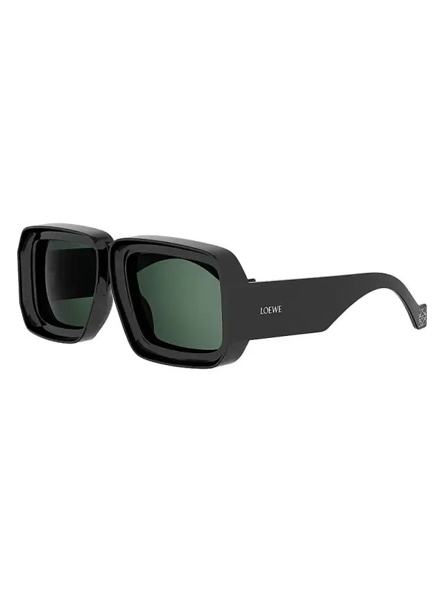 LOEWE Women's x Paula's Ibiza 56MM Square Sunglasses - Shiny Black Green