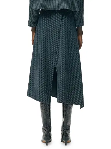 Tibi Women's Camille Check Origami Faux-Wrap Skirt | Thumbnail 3 Tibi Women's Camille Check Origami Faux-Wrap Skirt | Thumbnail 3