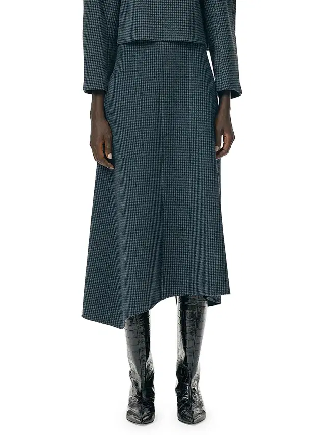 Tibi Women's Camille Check Origami Faux-Wrap Skirt