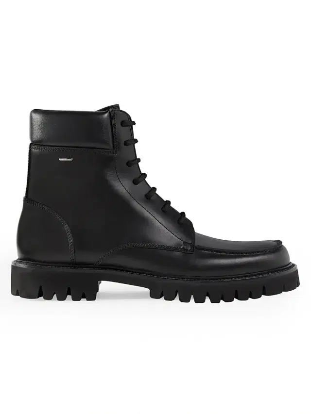 Giuseppe Zanotti Men's Nerus Leather Lace-Up Boots - Nero Suola - Size 13